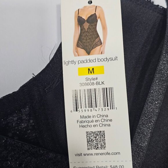 Sophie B Lightly Padded Bodysuit Lingerie Black Size Medium - Picture 13 of 13